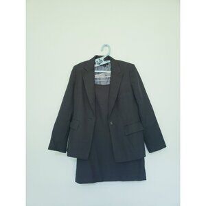 VTG Kasper Womens 12 Skirt Suit Set Business Gray Check Career Office Blazer